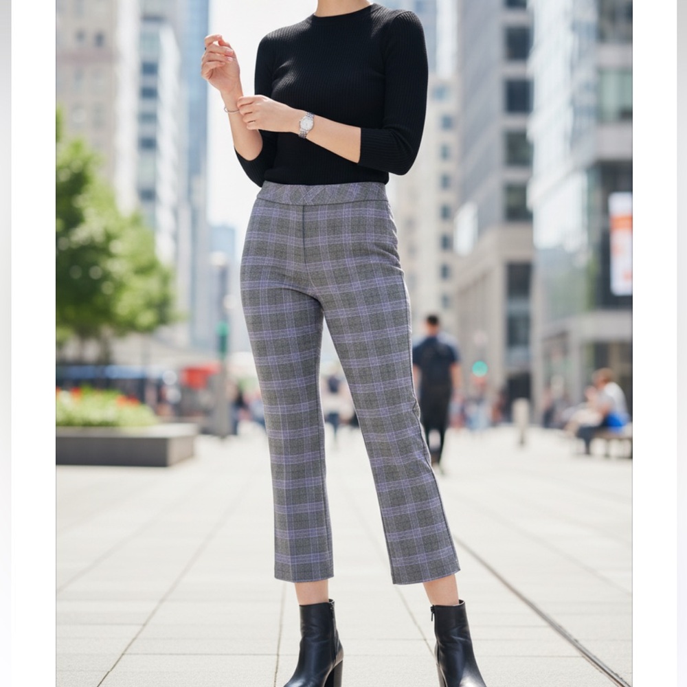 Avenue Montaigne Leo Plaid Flare Crop Pants size 4